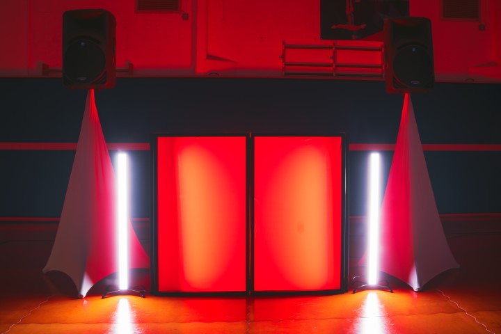 red dj setup rig