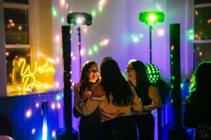 girls partying on dance floor for weston disco - mobile dj