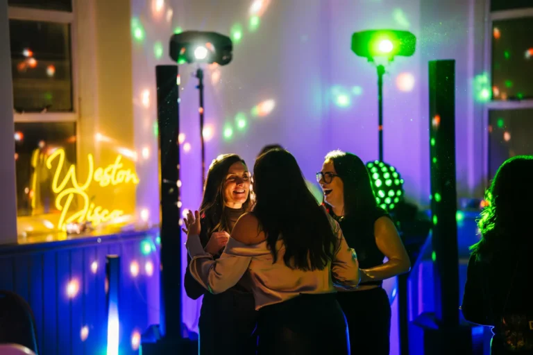 girls partying on dance floor for weston disco - mobile dj