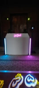 weston disco hire large booth with lets dance sign