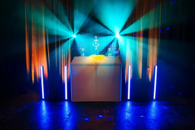 blue gobos shine out over the dance floor weston disco