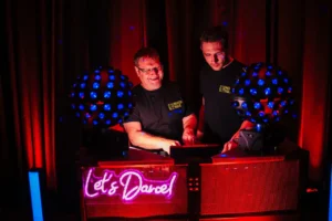 djs behind the decks at weston disco serving somerset for DJ hire
