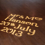 wedding name in lights with gobos projection