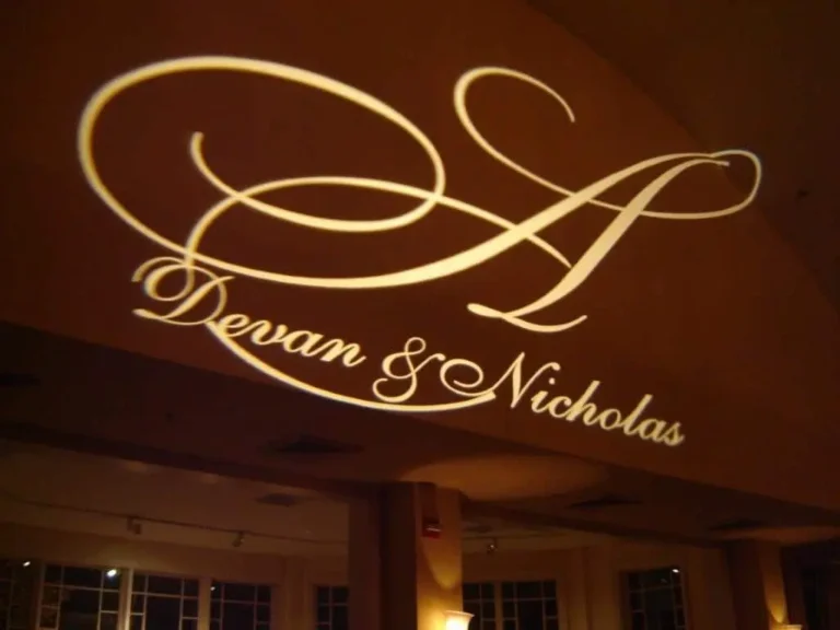 wedding name in lights with gobos